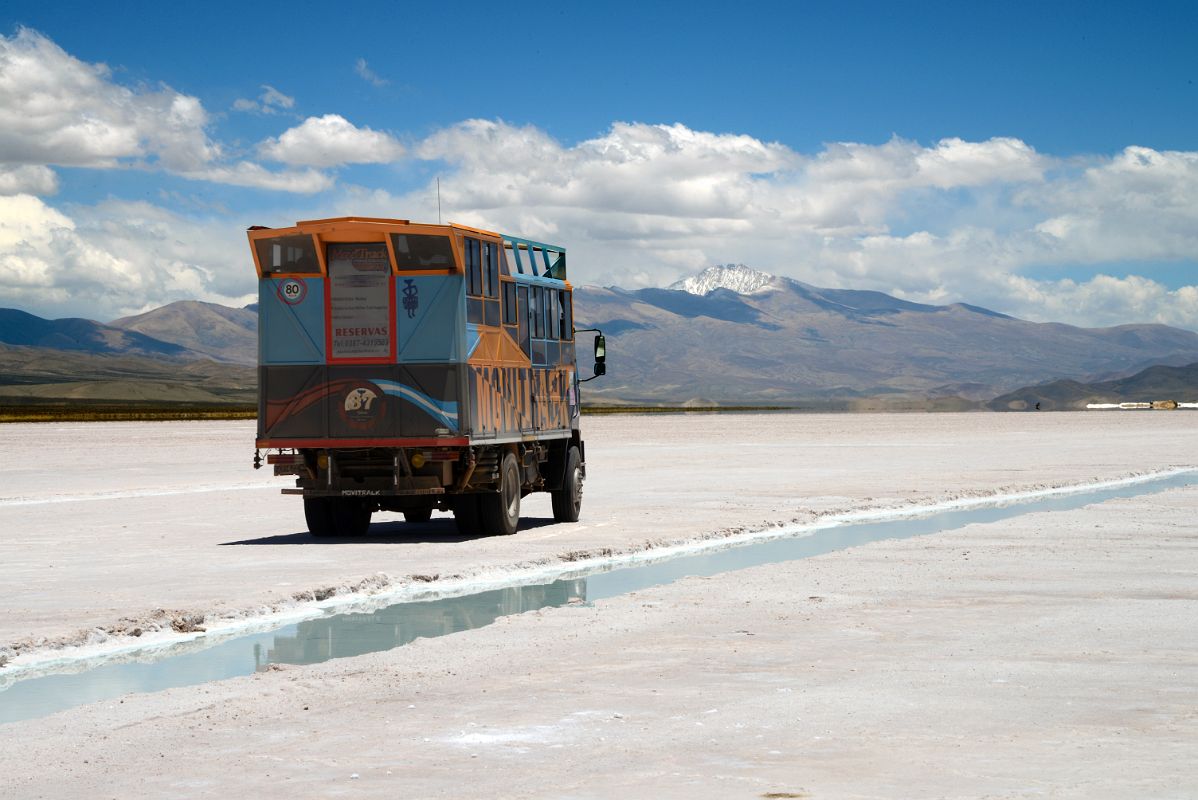 11 MoviTrack Tourist Truck Parked Next To A Salt Pool At Salinas Grandes Dry Salt Lake Argentina